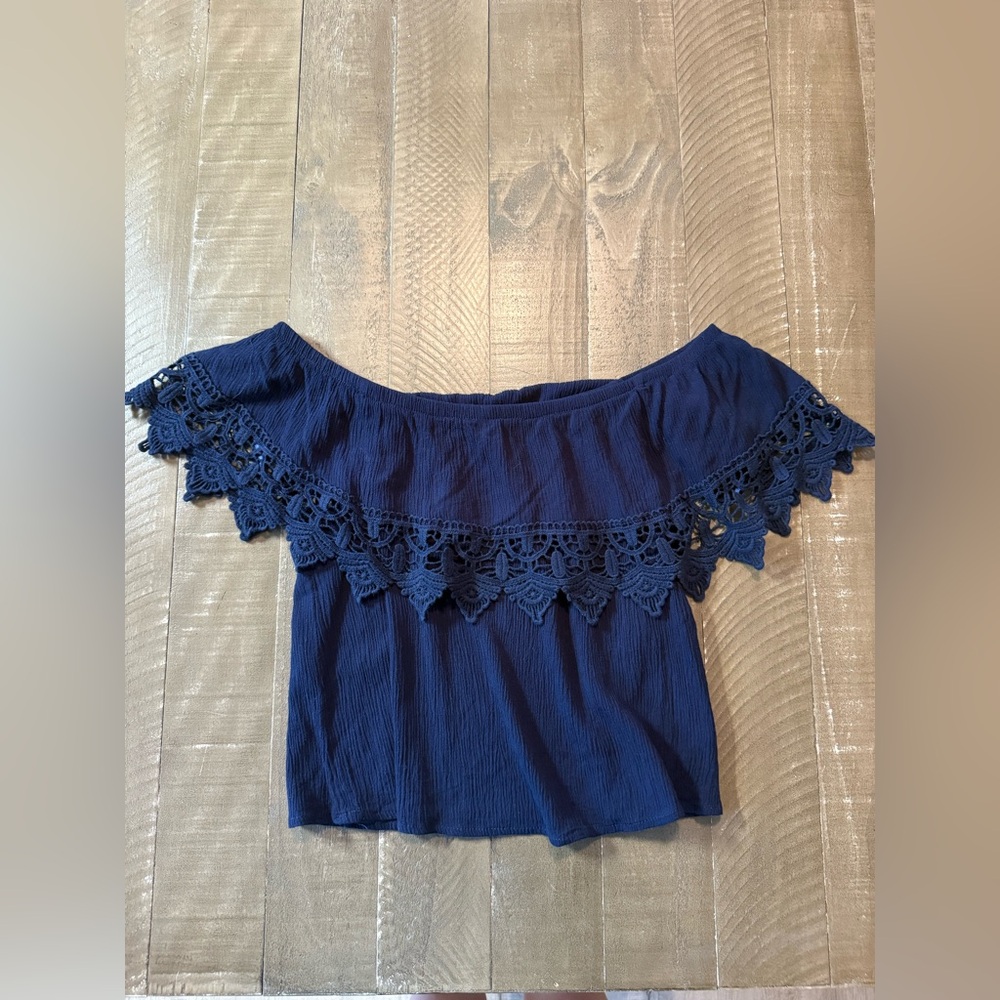 Navy Off-Shoulder Top - Picture 6 of 8